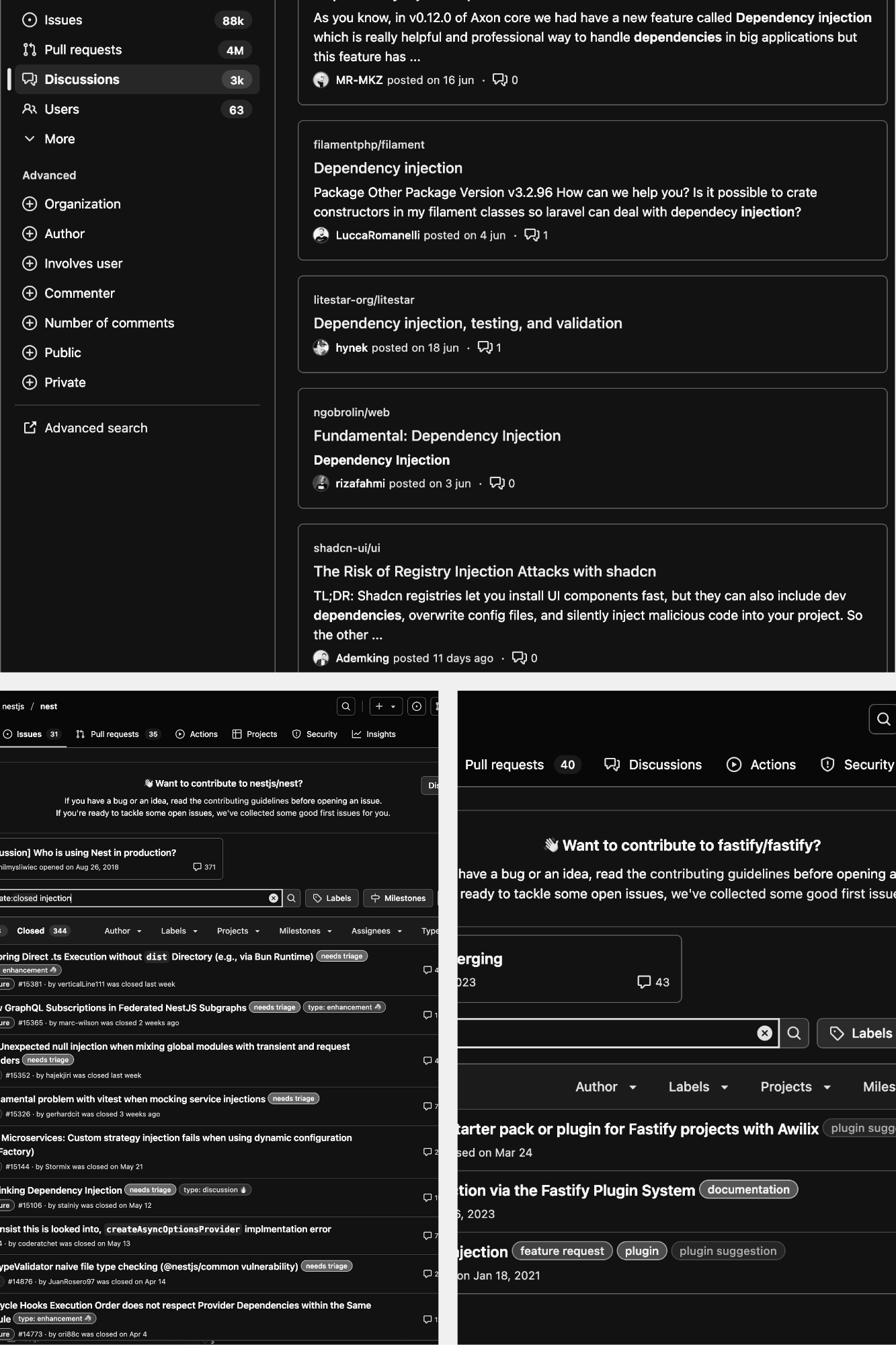 Dependency injection issues collage